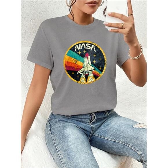 Tops - Women Vintage Space Shuttle Graphic T-Shirt (S-XL)